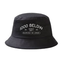 A Thousand Below bucket hat made from durable twill, featuring white text "1000 BELOW SINCE 2017 BURIED IN JADE" and two small mountain icons above the date.