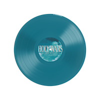 A limited edition aqua vinyl record from Holy Wars features sky and clouds center artwork on a white background—a true cult classic collectible.
