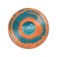 A limited edition Holy Wars Tangerine Aqua Smash Vinyl features a vibrant orange and teal splatter. The label reads HOLY WARS above stylized clouds, inspired by the CULT CLASSIC BODY collection, set against a plain white background.