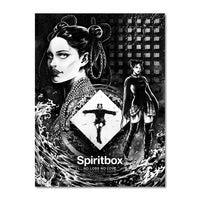 Spiritbox black and white poster shows a woman with buns and piercings in close-up and full-body, surrounded by waves and a grid background. Text reads "Spiritbox - No Loss, No Love." Ships securely in a poster tube.