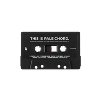 A black audio cassette labeled "THIS IS PALE CHORD" from Pale Chord Music features Spiritbox on Side A with eight song titles in white text. Clear windows show the brown tape inside, and it’s set against a plain white background.