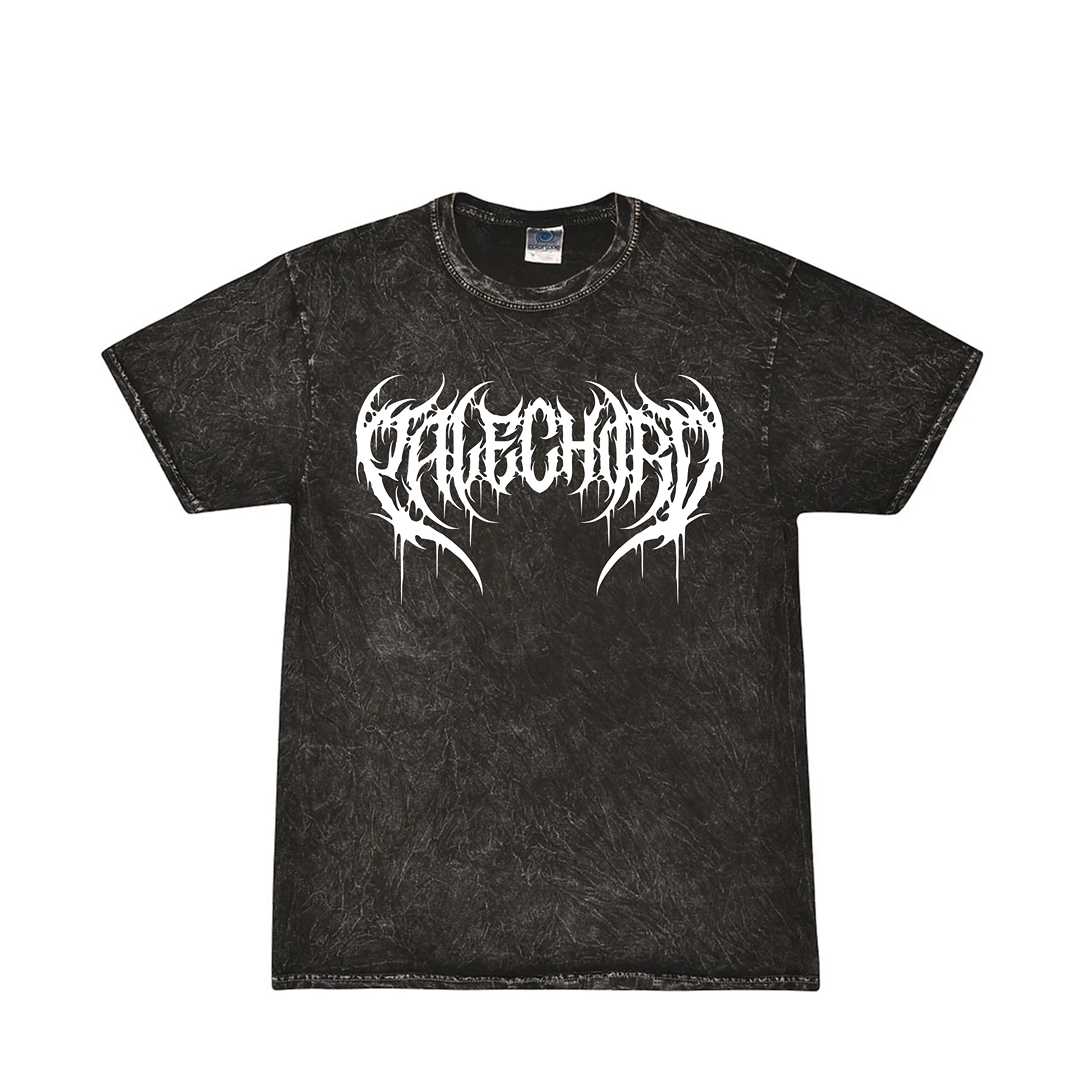 Pale Chord Music’s black heavyweight cotton tee features “Attached” in bold, white, jagged metal-style lettering on the chest. Classic fit and inspired by Colortone Mineral Wash T-Shirts for a vintage look.
