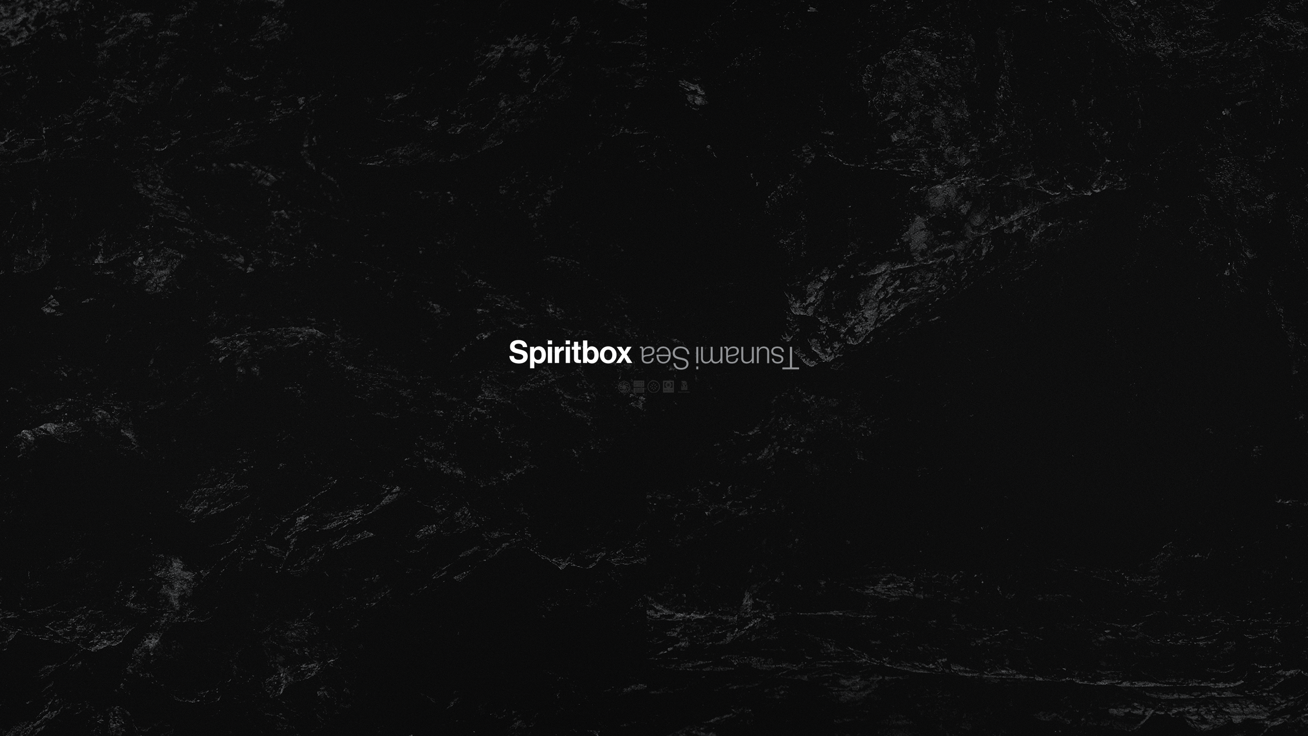 White text reading “Spiritbox” and “Sunm∀sea” (upside down) appears in the center of a dark, textured background resembling black marble or stone.