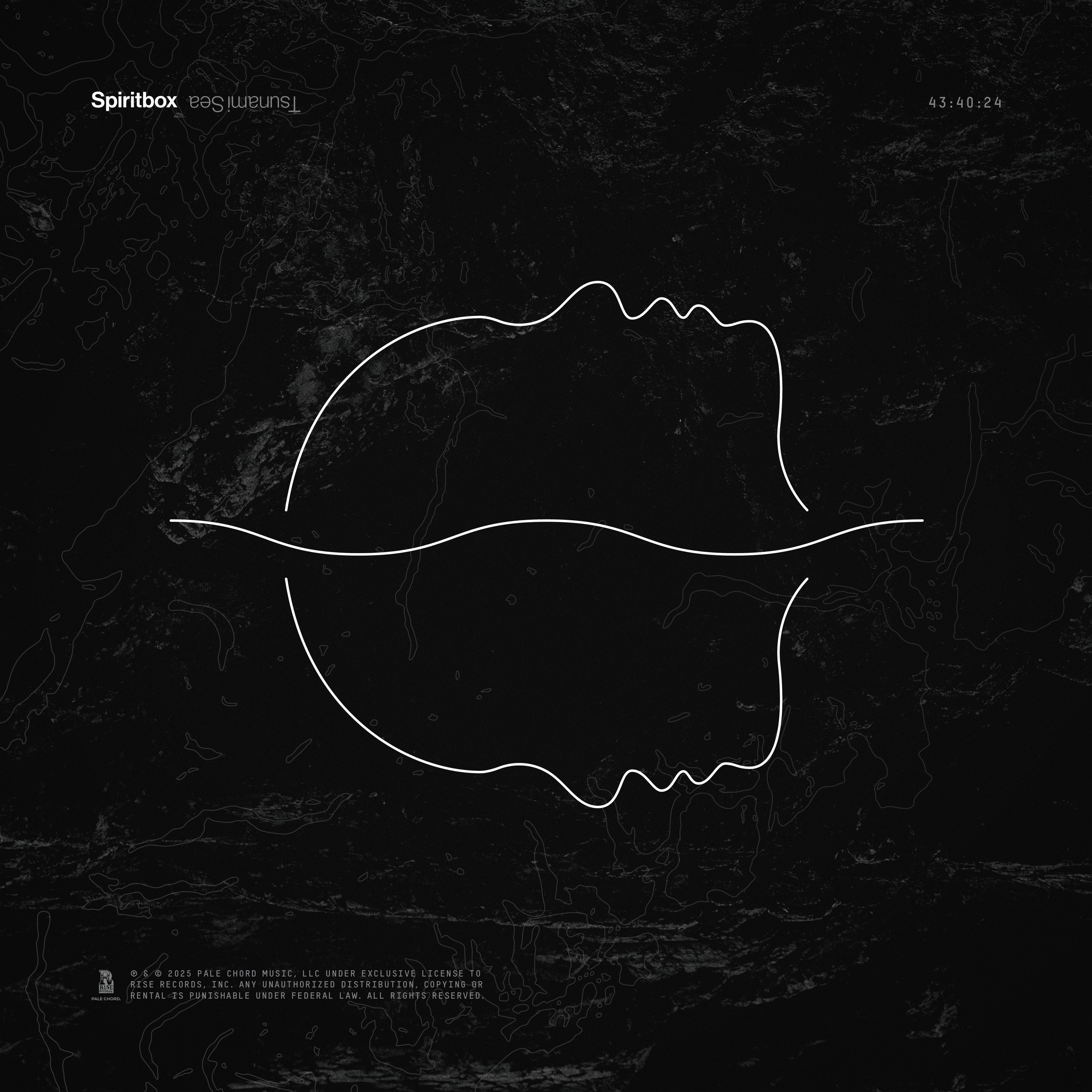Minimalist artwork on a black background showing two white outlines of human faces in profile, positioned opposite each other, separated by a horizontal line resembling water or a mirror.
