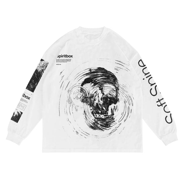 ◆ITZAVIBE◆ IT0019 Script Graphic Long Sleeve White IT001-9 b7fc336aa81e493e938a0e5f7e0129